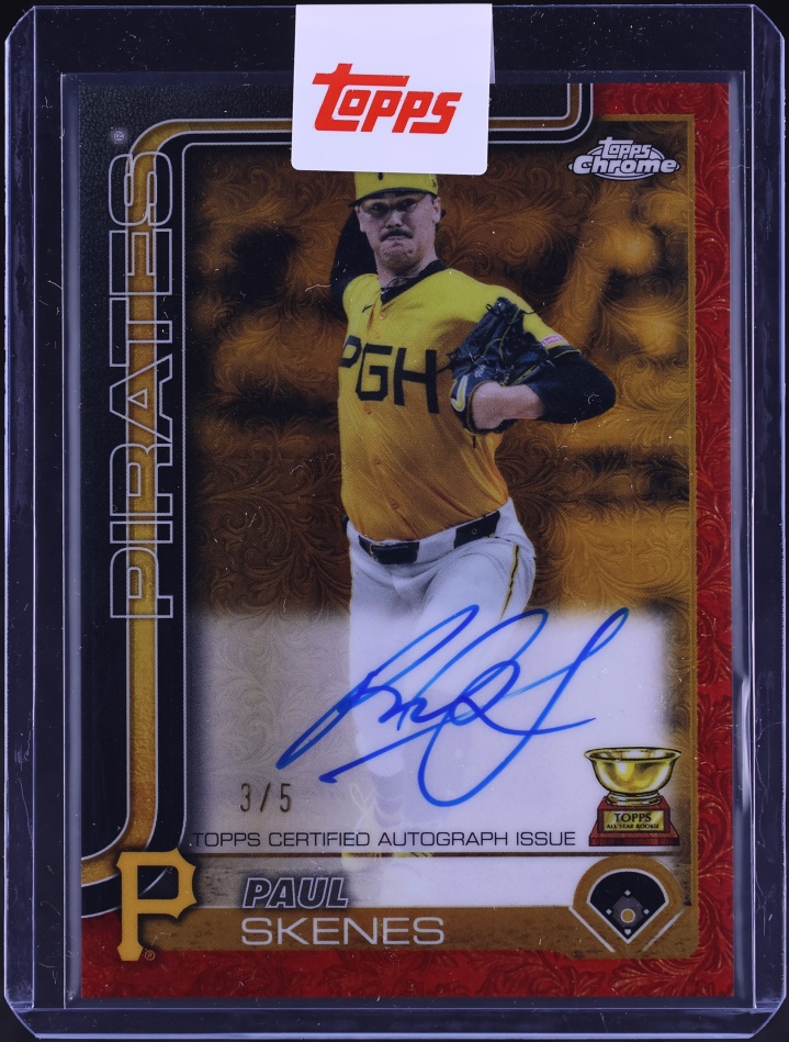 2025 Topps Chrome Gilded Collection Red Gold Refractor Paul Skenes AUTO /5 #CGA-PS