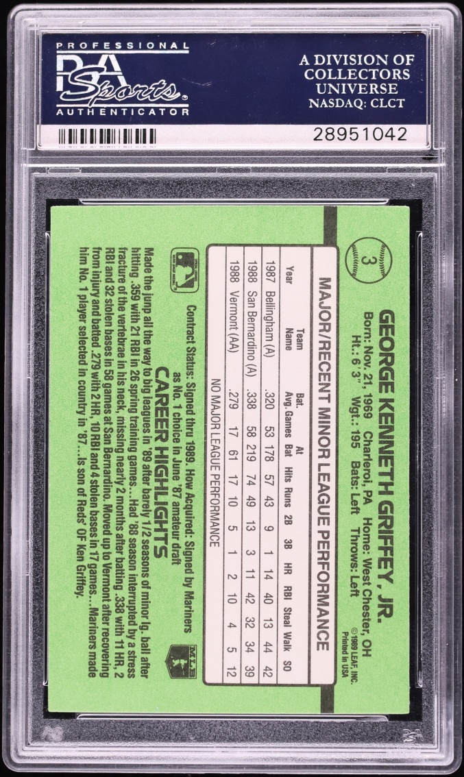 1989 Donruss Ken Griffey Jr. ROOKIE #3 PSA 10 GEM MINT