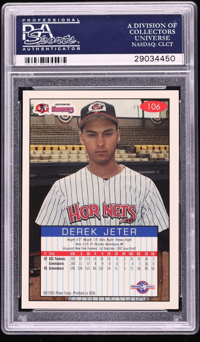 1993 Fleer Excel Derek Jeter ROOKIE #106 PSA 10 GEM MINT