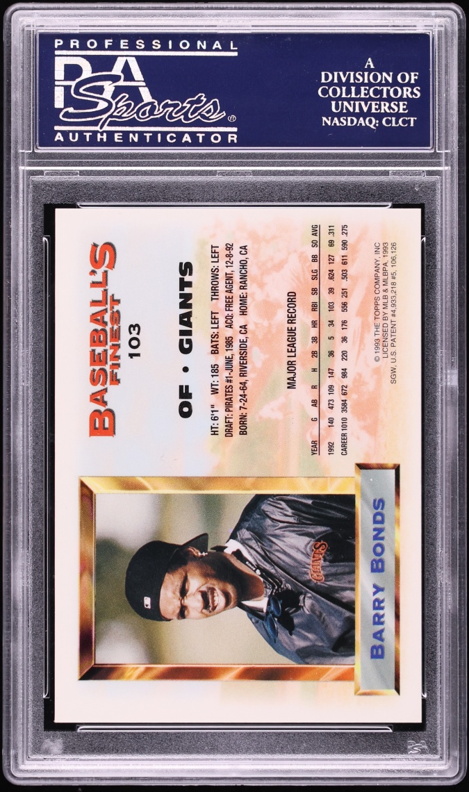 1993 Finest Refractor Barry Bonds ALL-STAR #103 PSA 9 MINT