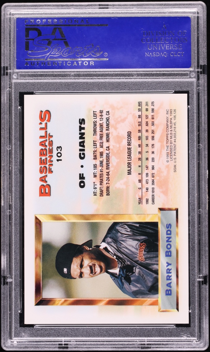 1993 Finest Refractor Barry Bonds ALL-STAR #103 PSA 9 MINT