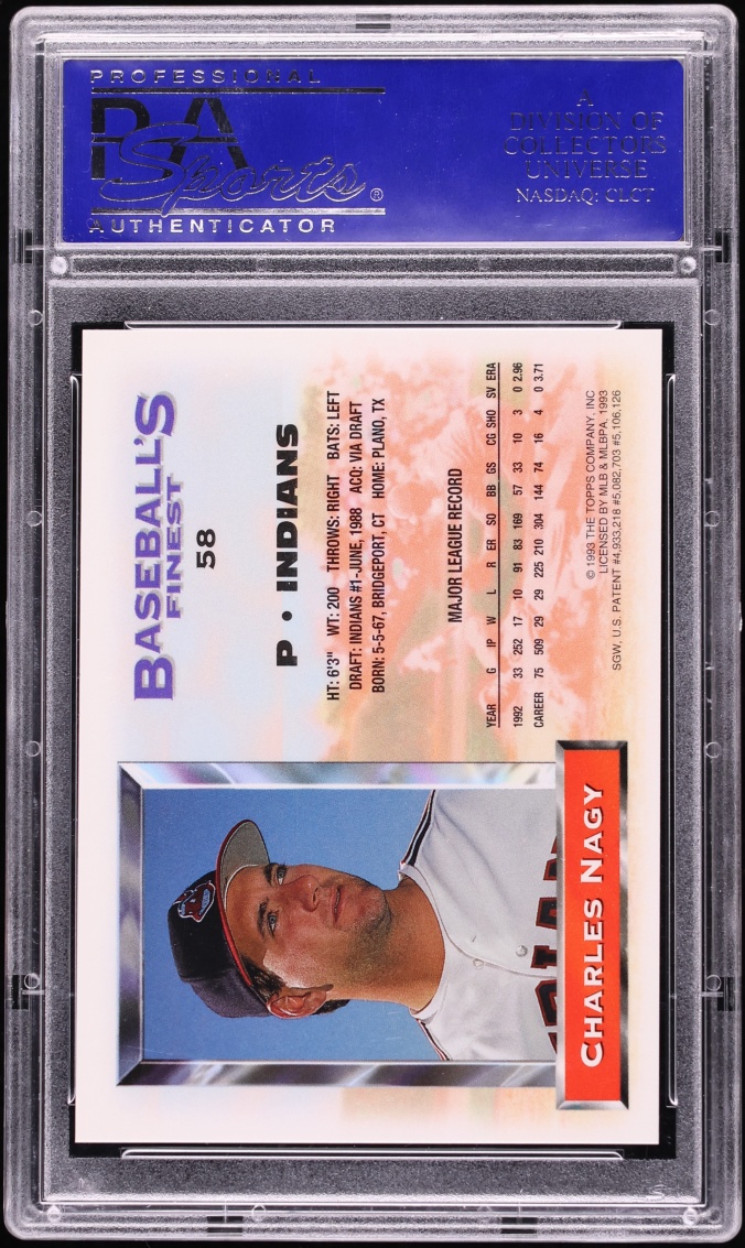 1993 Finest Refractor Charles Nagy #58 PSA 9 MINT