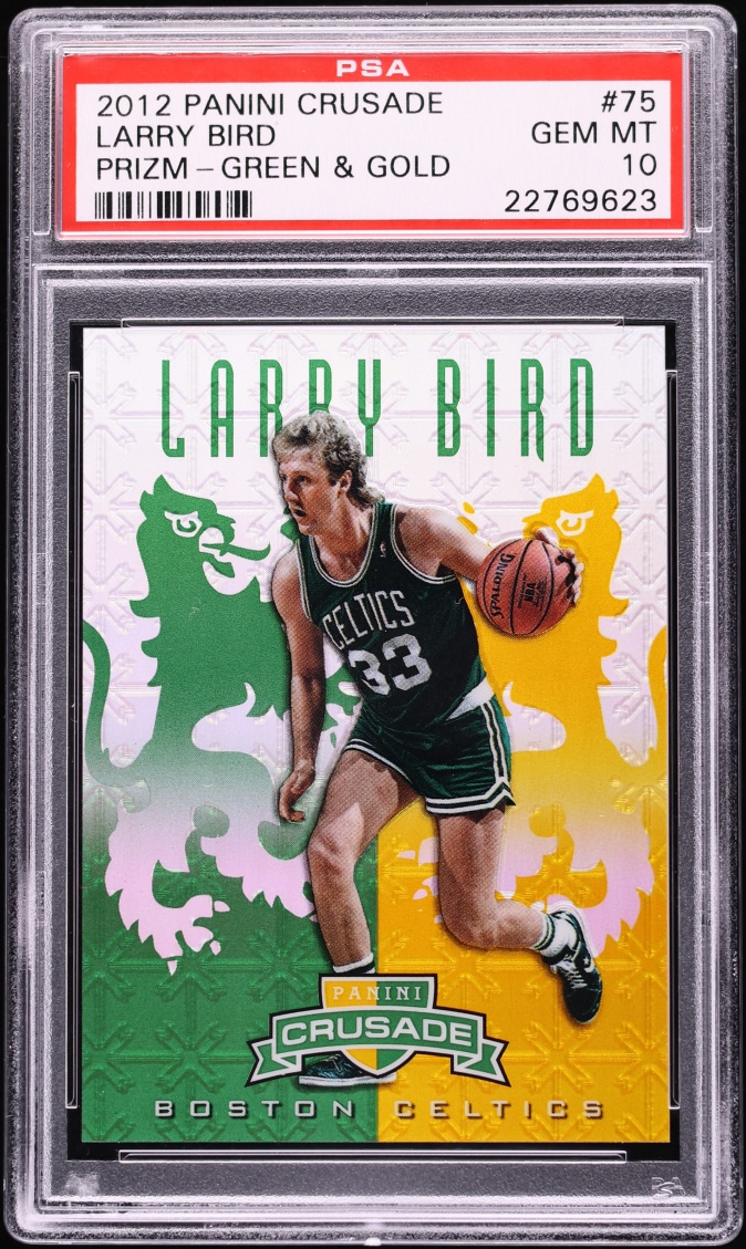 2012 Panini Crusade Green & Gold Prizm Larry Bird /25 #75 PSA 10 GEM MINT