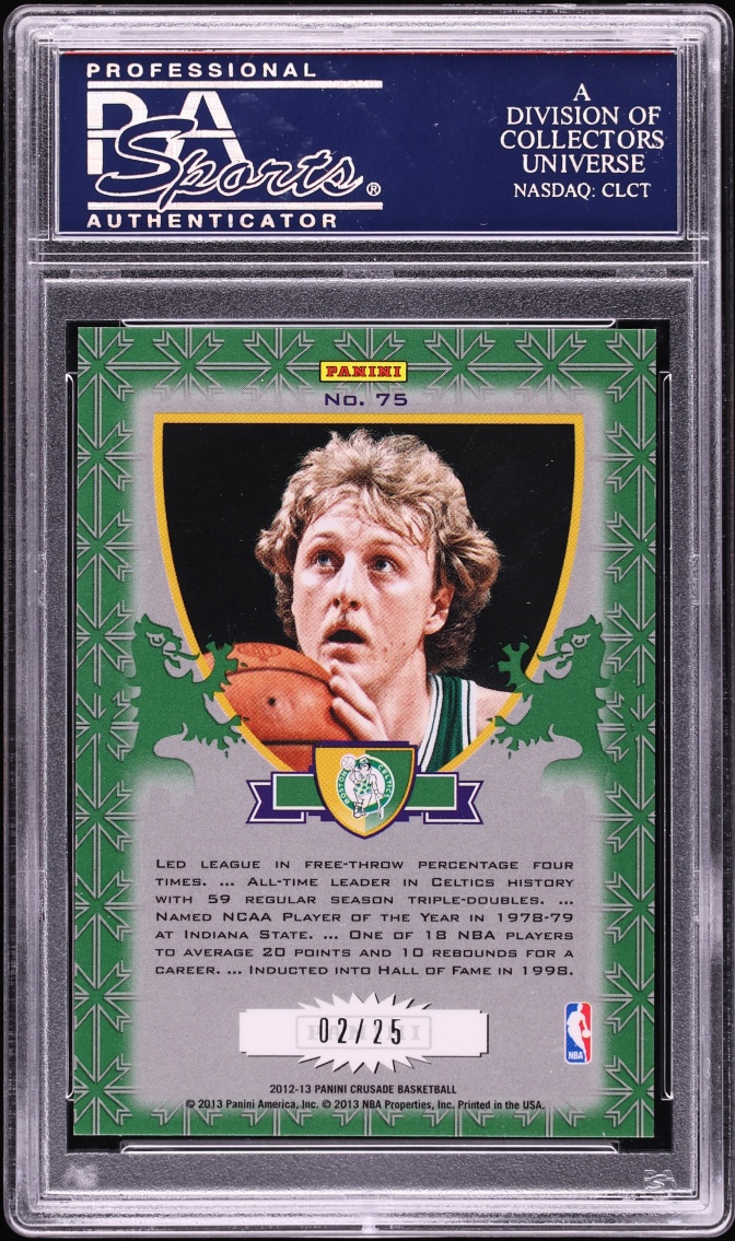 2012 Panini Crusade Green & Gold Prizm Larry Bird /25 #75 PSA 10 GEM MINT