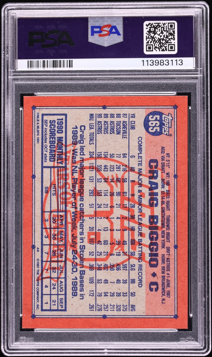 2024 Topps Archives Signature Series '91 Craig Biggio AUTO 1/1 #565 PSA 6 EXMT