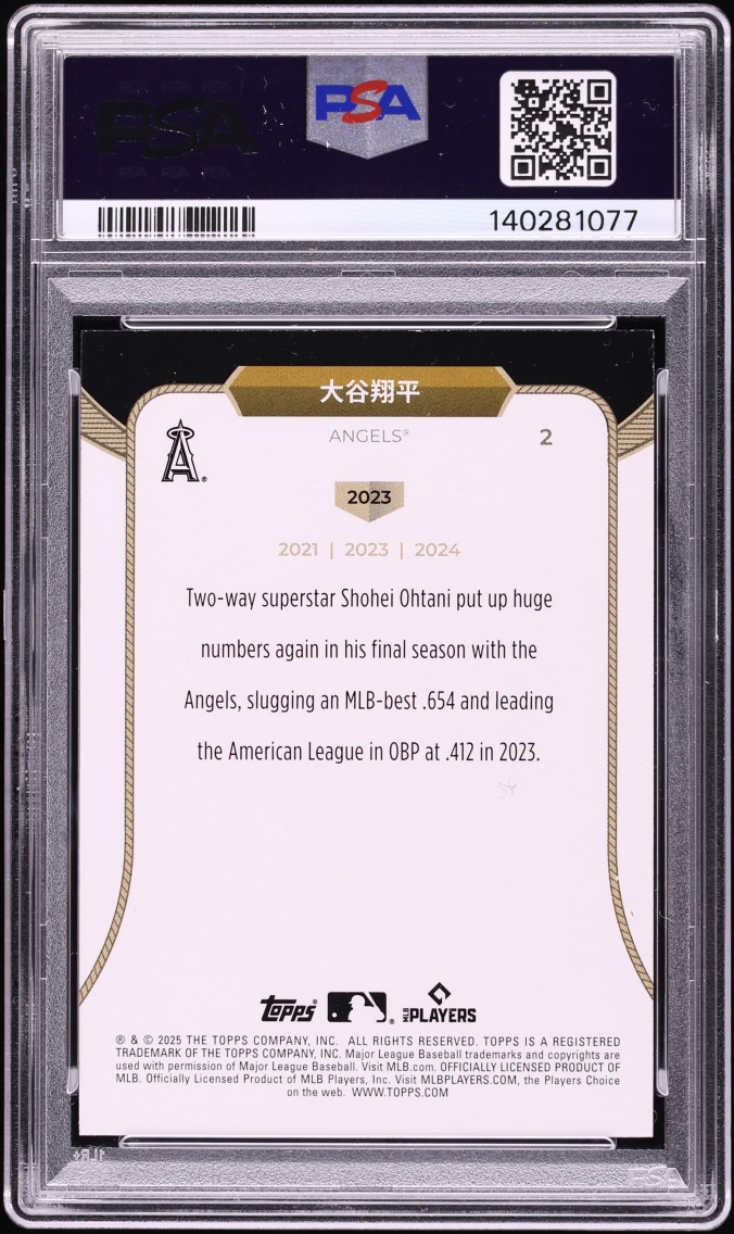 2025 Topps Welcome To The Club 3x MVP Kanji Language Variation Shohei Ohtani #2 PSA 9 MINT