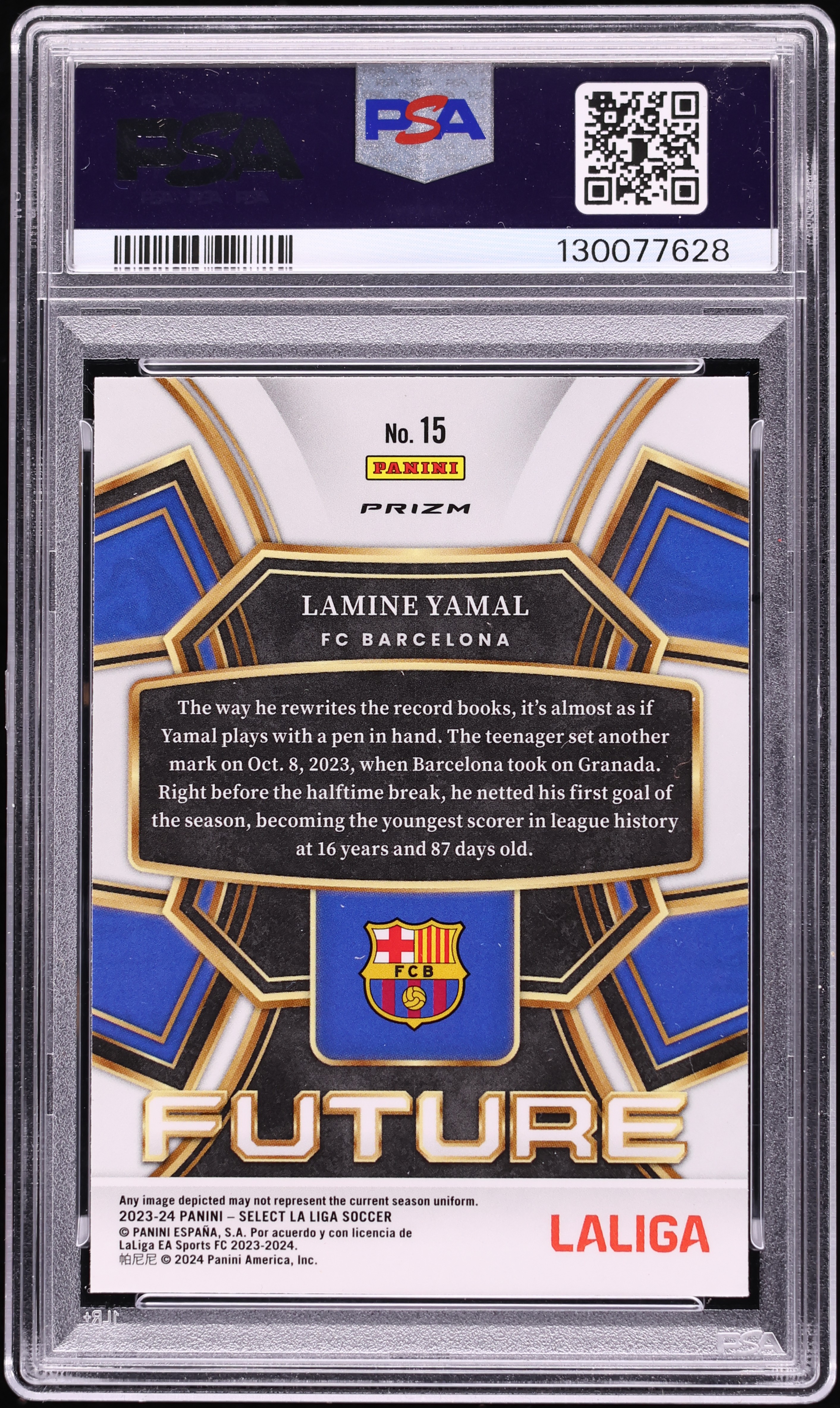 2023 Select La Liga Future Peacock Lamine Yamal ROOKIE #15 PSA 8