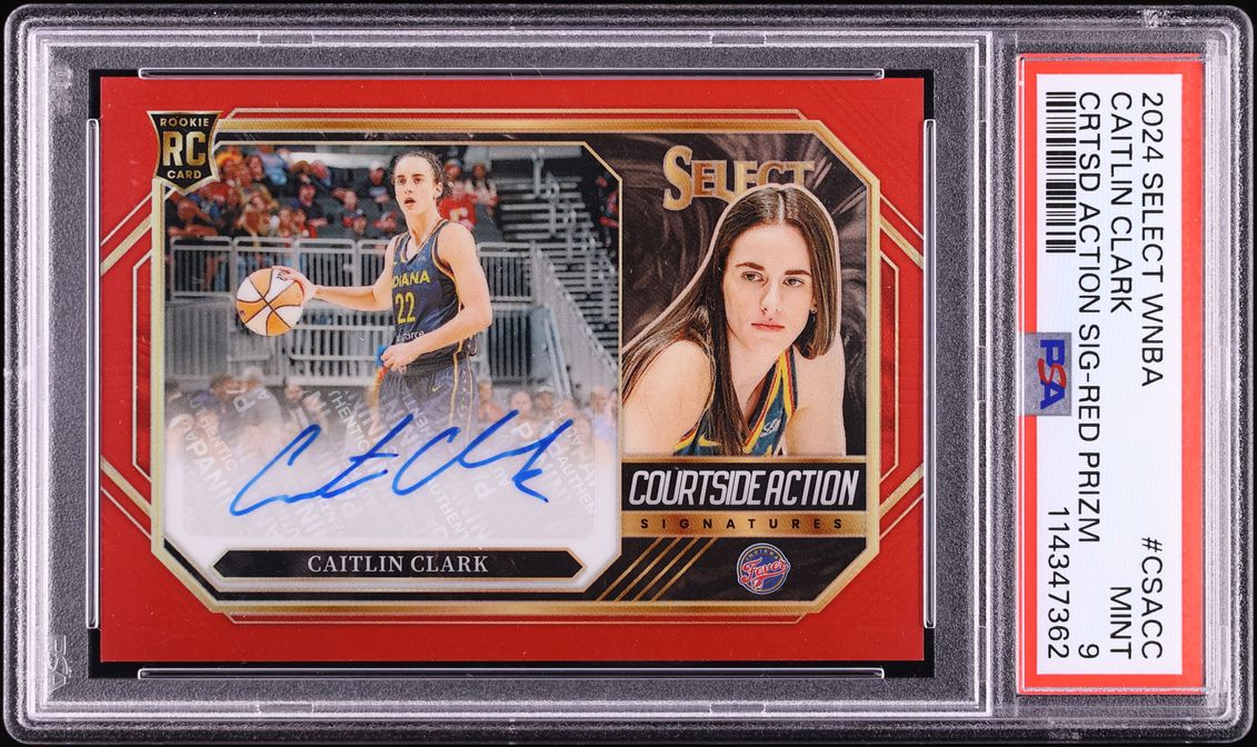 2024 Select WNBA Courtside Action Red Prizm Caitlin Clark ROOKIE AUTO /99 PSA 9 MINT