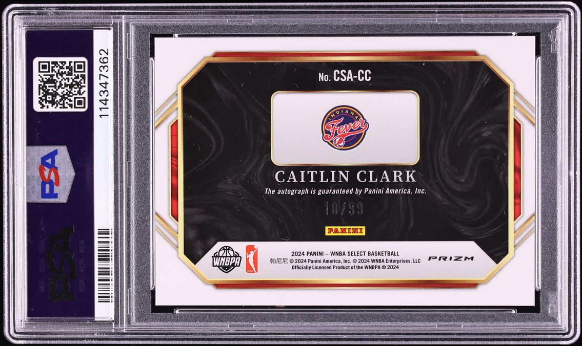 2024 Select WNBA Courtside Action Red Prizm Caitlin Clark ROOKIE AUTO /99 PSA 9 MINT