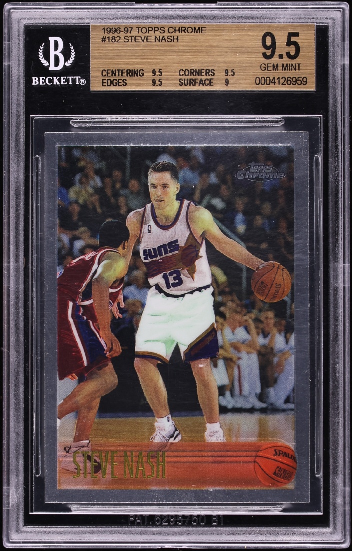1996 Topps Chrome Steve Nash ROOKIE #182 BGS 9.5 GEM MINT