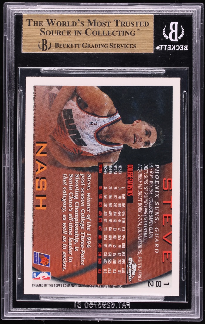 1996 Topps Chrome Steve Nash ROOKIE #182 BGS 9.5 GEM MINT