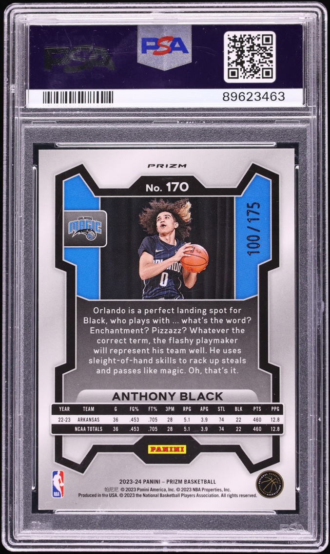 2023 Panini Prizm White Anthony Black ROOKIE /175 #170 PSA 10 GEM MINT