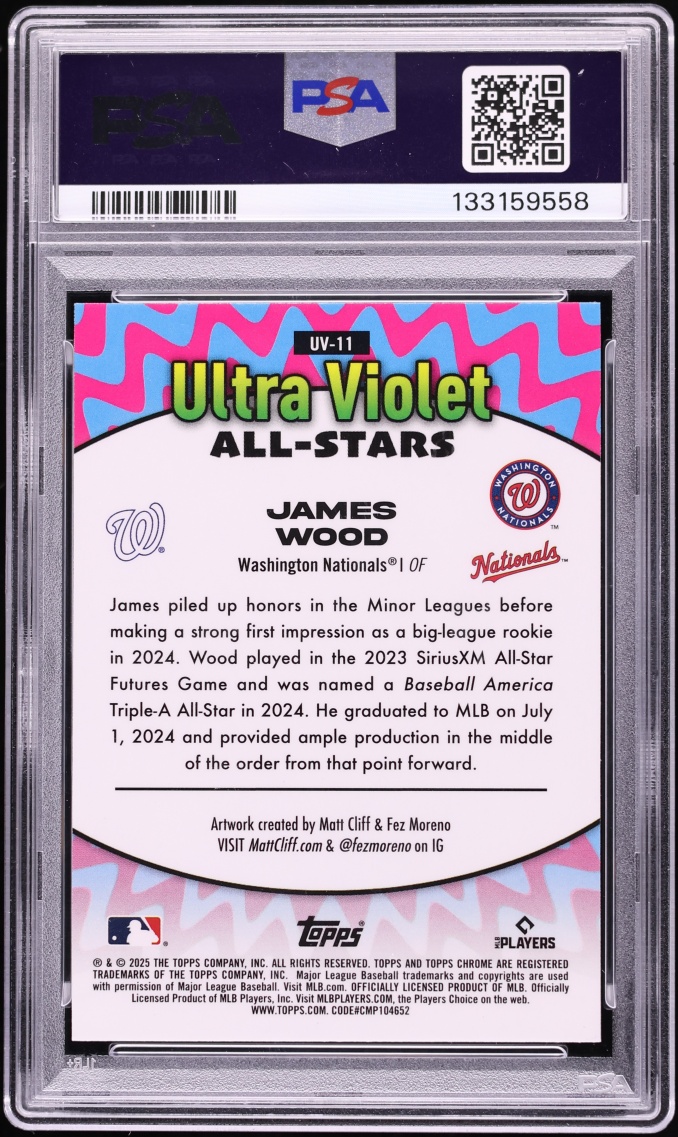 2025 Topps Chrome Ultra Violet All Stars James Wood ROOKIE #UV11 PSA 9 MINT