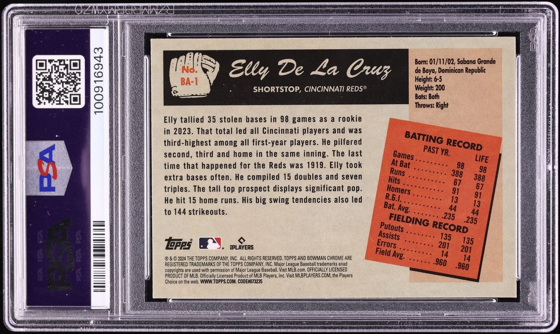 2024 Bowman '55 Anime Elly De La Cruz ROOKIE #BA-1 PSA 9 MINT