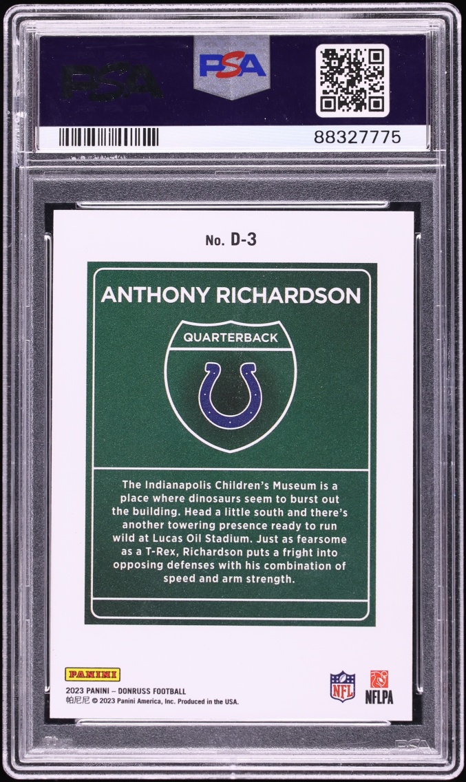 2023 Donruss Downtown Anthony Richardson ROOKIE #D-3 PSA 10 GEM MINT