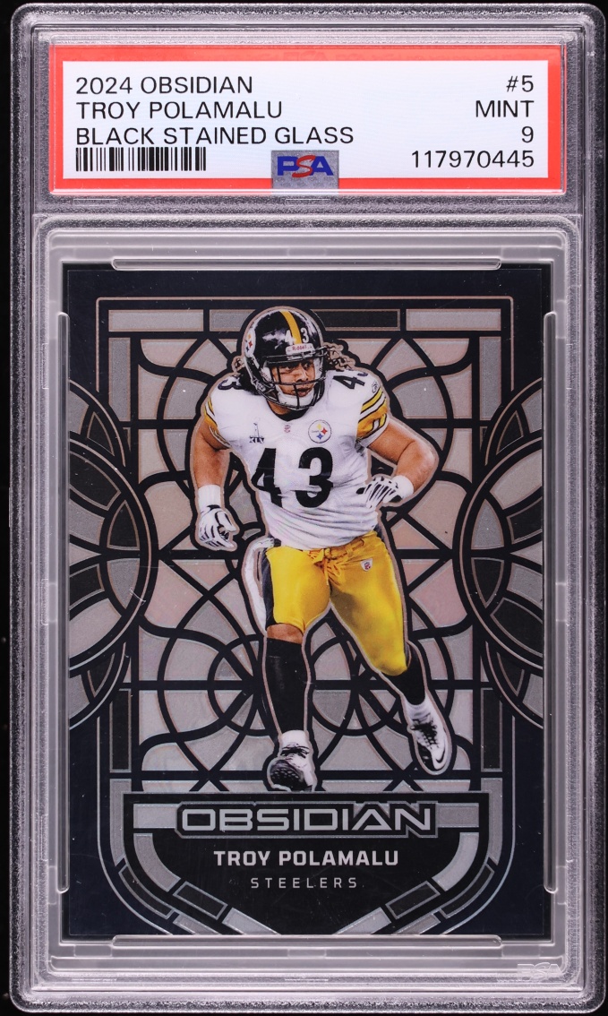 2024 Panini Obsidian Black Stained Glass Troy Polamalu #5 PSA 9 MINT