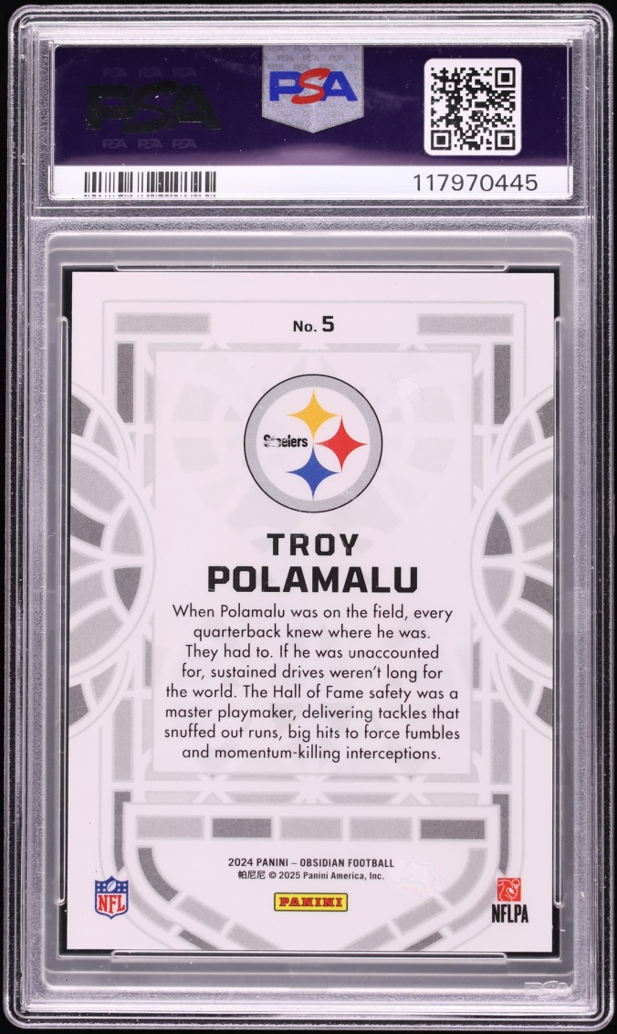 2024 Panini Obsidian Black Stained Glass Troy Polamalu #5 PSA 9 MINT