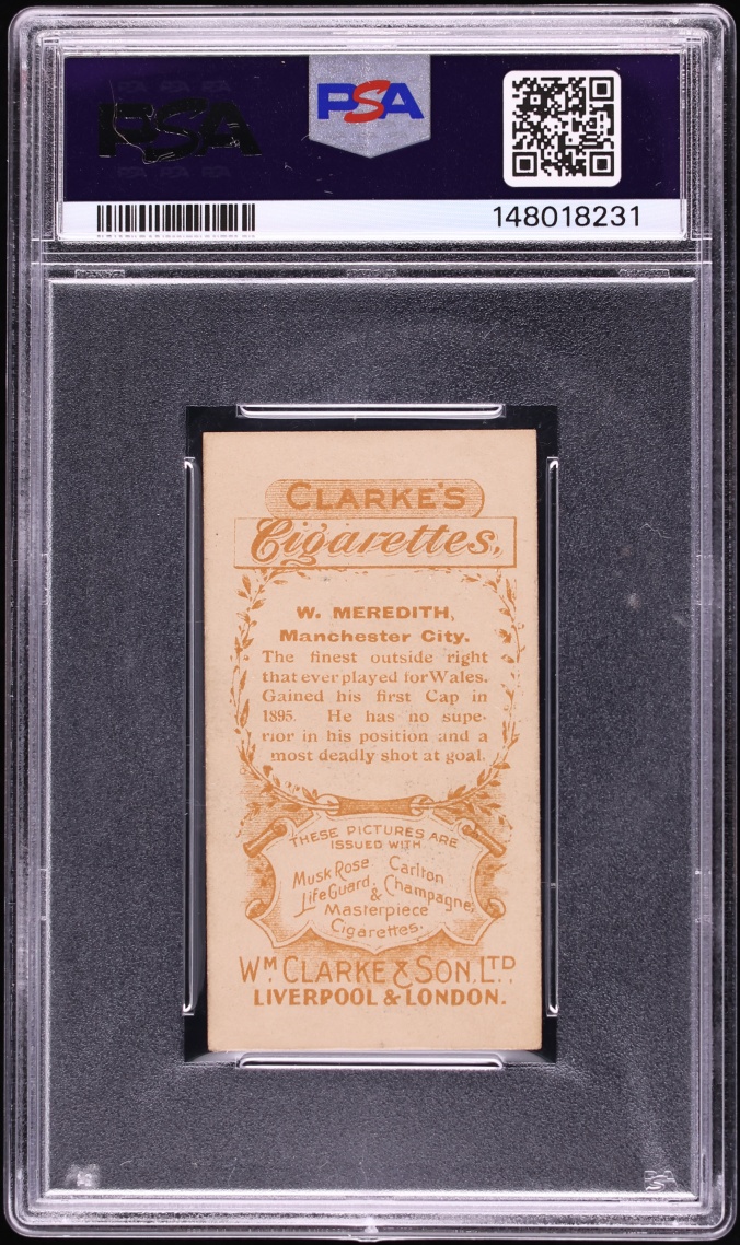 1902 WM Clarke & Son Football Series Billy Meredith ROOKIE #37 PSA 5 EX