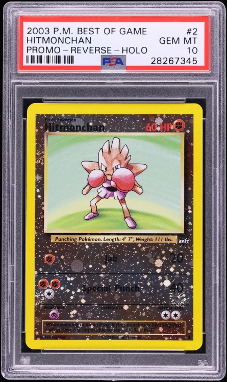 2003 Pokemon Best Of Game Promo Reverse Holo Hitmonchan #2 PSA 10 GEM MINT