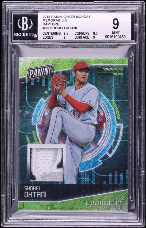 2018 Panini Cyber Monday Rapture Shohei Ohtani ROOKIE PATCH /10 #SO BGS 9 MINT
