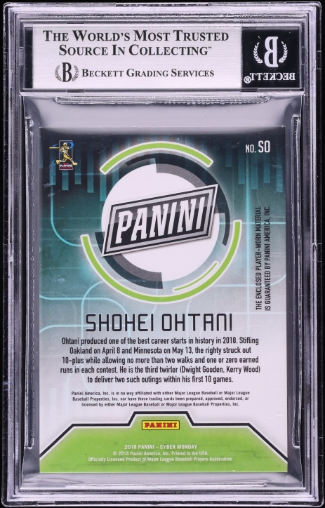 2018 Panini Cyber Monday Rapture Shohei Ohtani ROOKIE PATCH /10 #SO BGS 9 MINT