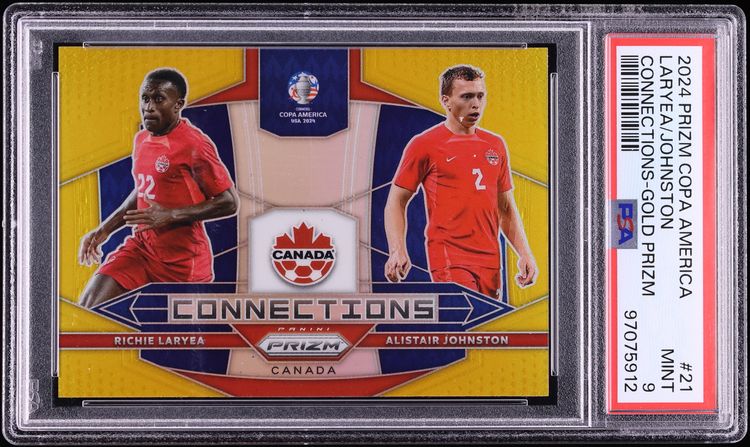 2024 Panini Prizm Conmebol Copa America Connections Gold Prizm Laryea Johnston /10 #21 PSA 9