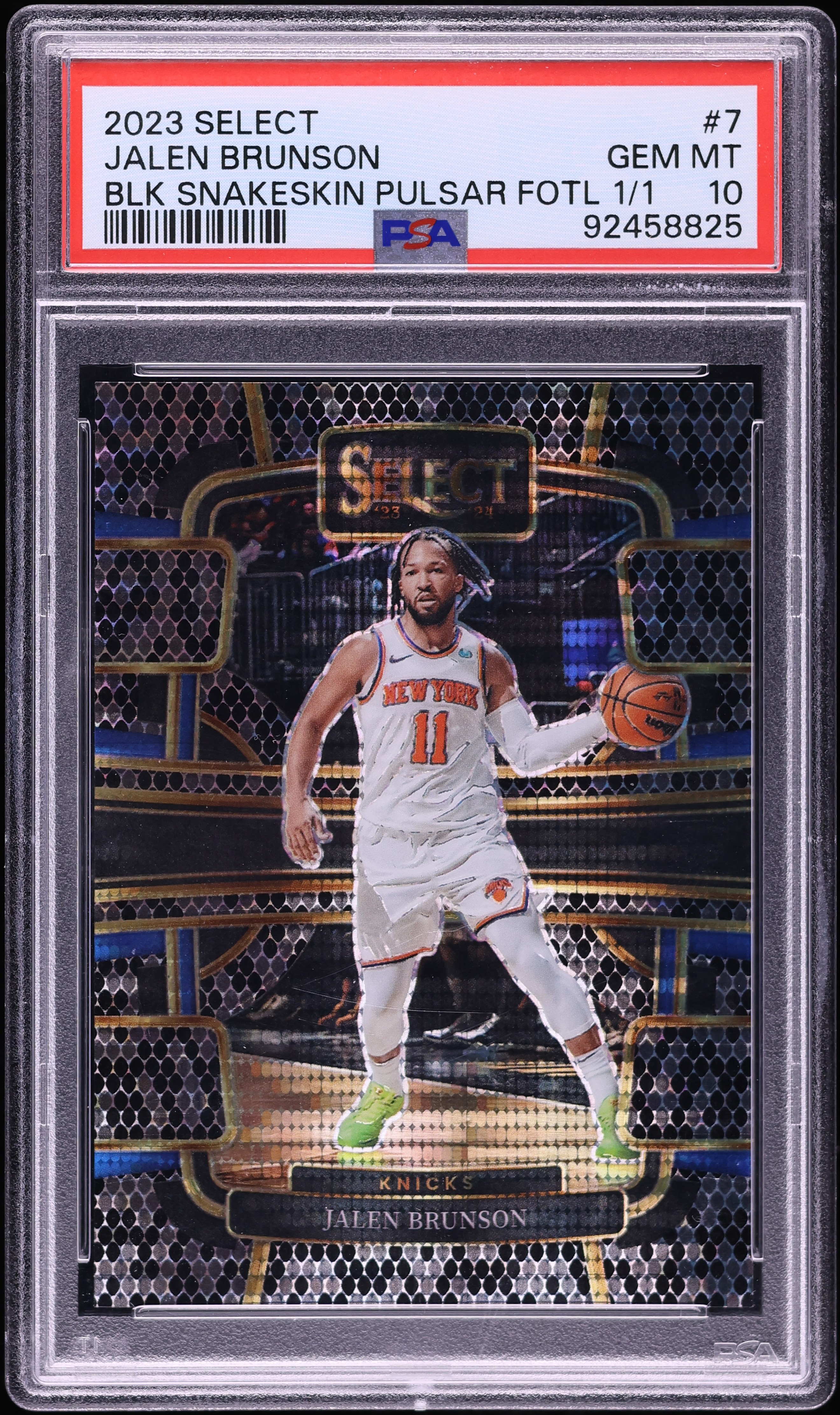 2023 Select Concourse Black Snakeskin Pulsar FOTL Jalen Brunson 1 