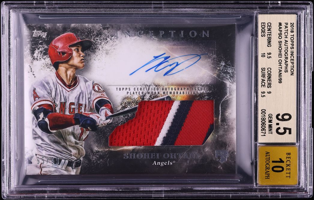 2018 Topps Inception Shohei Ohtani ROOKIE PATCH AUTO /99 #IAP-SO BGS 9.5 GEM MINT