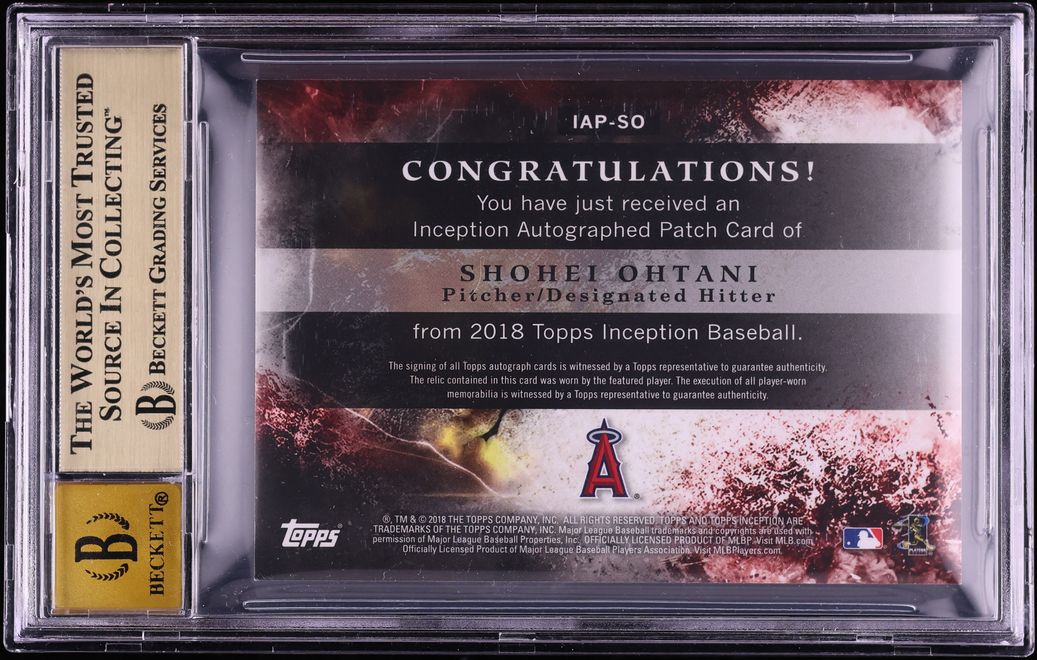 2018 Topps Inception Shohei Ohtani ROOKIE PATCH AUTO /99 #IAP-SO BGS 9.5 GEM MINT