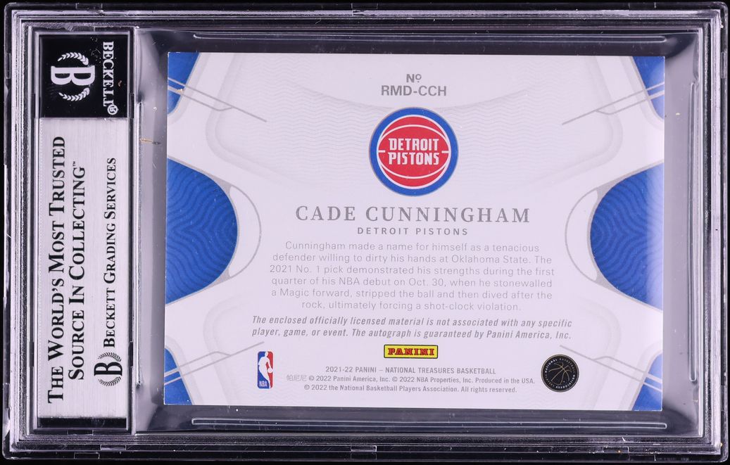 2021 National Treasures Prime Cade Cunningham ROOKIE PATCH AUTO /25 #23 BGS 9 MINT