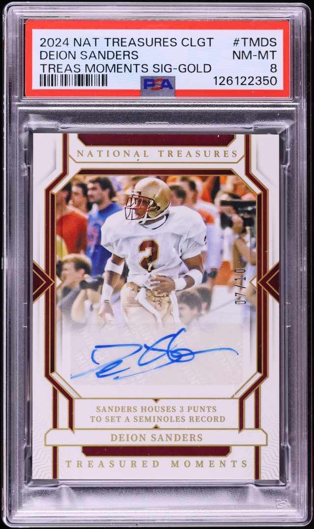 2024 National Treasures Collegiate Treasured Moments Gold Deion Sanders AUTO /10 #TM-DS PSA 8