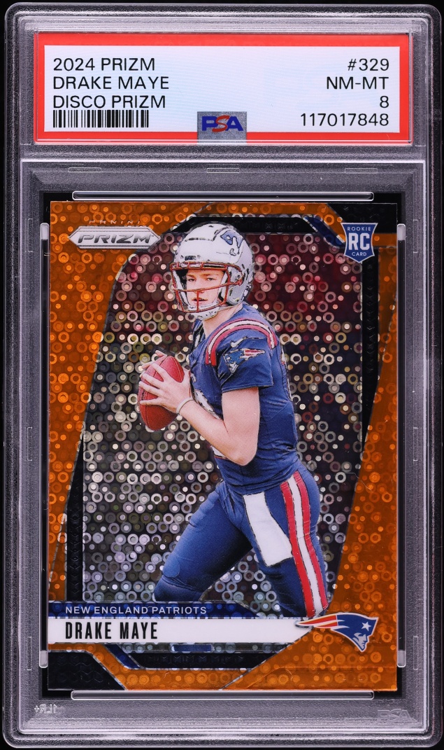 2024 Panini Prizm Disco Drake Maye ROOKIE #329 PSA 8 NM-MT