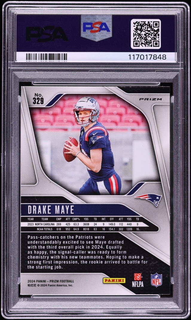 2024 Panini Prizm Disco Drake Maye ROOKIE #329 PSA 8 NM-MT
