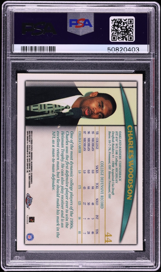 1998 Topps Chrome Charles Woodson ROOKIE #44 PSA 9 MINT