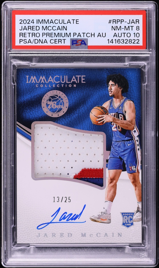 2024 Immaculate Collection Retro Premium Jared McCain ROOKIE PATCH AUTO DNA 10 /25 PSA 8 NM-MT