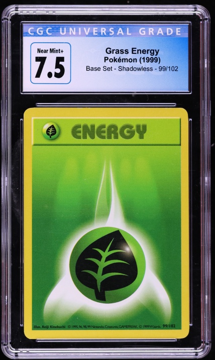 1999 Pokemon Base Set Shadowless Grass Energy #99 CGC 7.5 NRMT+