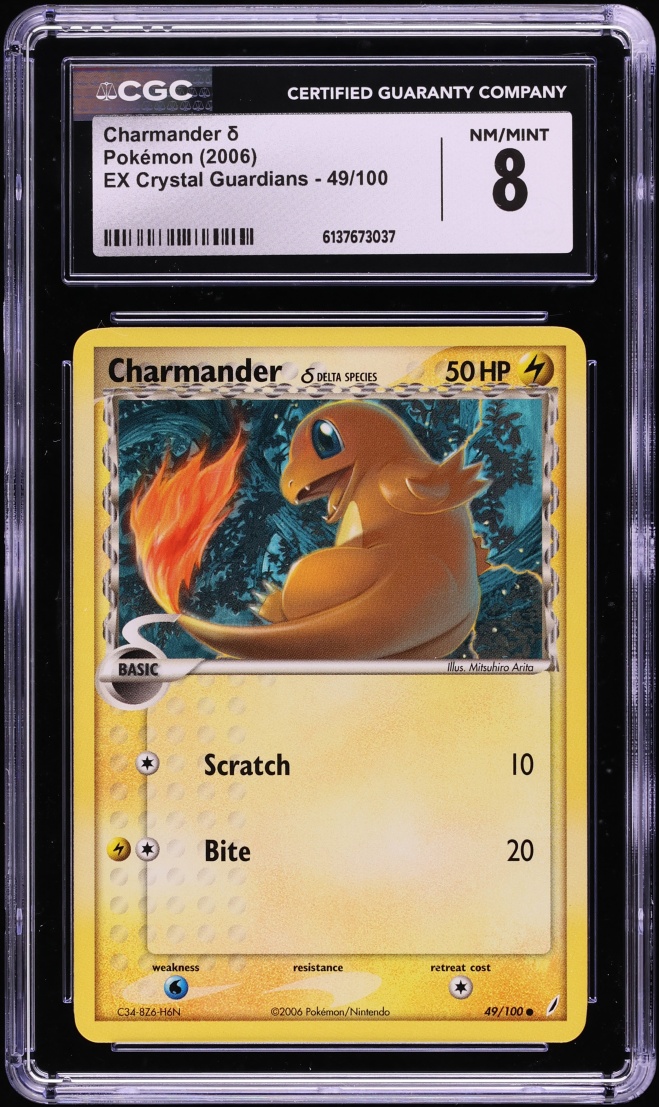 2006 Pokemon EX Crystal Guardians Charmander #49 CGC 8 NM-MT