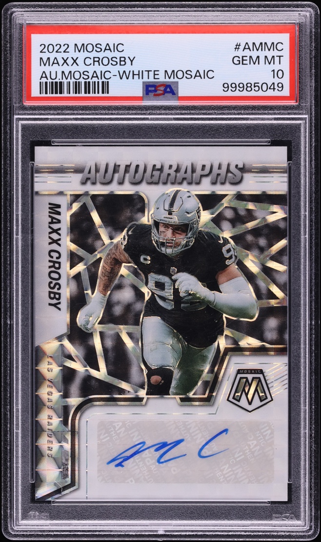 2022 Panini Mosaic White Maxx Crosby AUTO /25 #AMMC PSA 10 GEM MINT