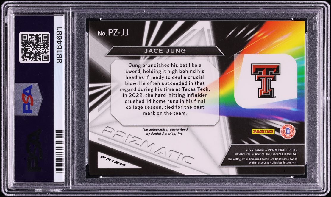2022 Panini Prizm Draft Picks Prizmatic Jace Jung AUTO #PZJJ PSA 9 MINT