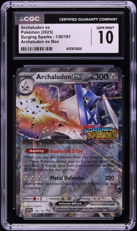 2025 Pokemon Scarlet & Violet Surging Sparks Archaludon ex Box Archaludon EX #130 CGC 10 GEM