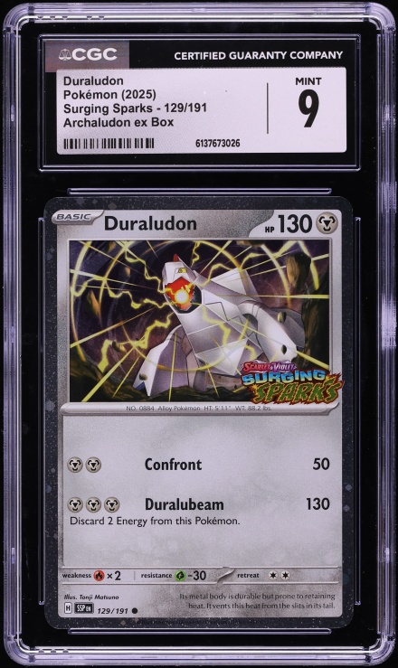 2025 Pokemon Scarlet & Violet Surging Sparks Archaludon ex Box Duraludon #129 CGC 9 MINT