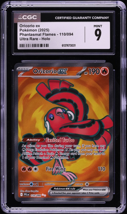 2025 Pokemon Mega Evolution Phantasmal Flames Full Art Oricorio ex #110 CGC 9 MINT