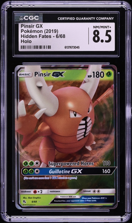 2019 Pokemon Sun & Moon Hidden Fates Pinsir GX #6 CGC 8.5 NM-MT+