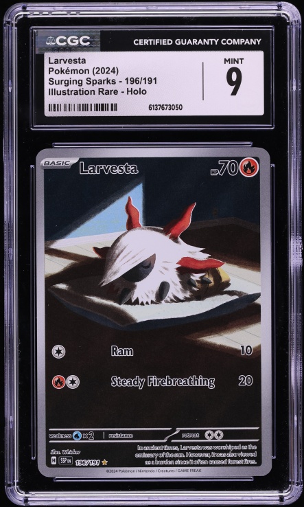 2024 Pokemon Scarlet & Violet Surging Sparks IR Larvesta #196 CGC 9 MINT