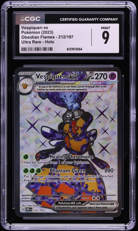 2023 Pokemon Scarlet & Violet Obsidian Flames Full Art Vespiquen Ex #212 CGC 9 MINT