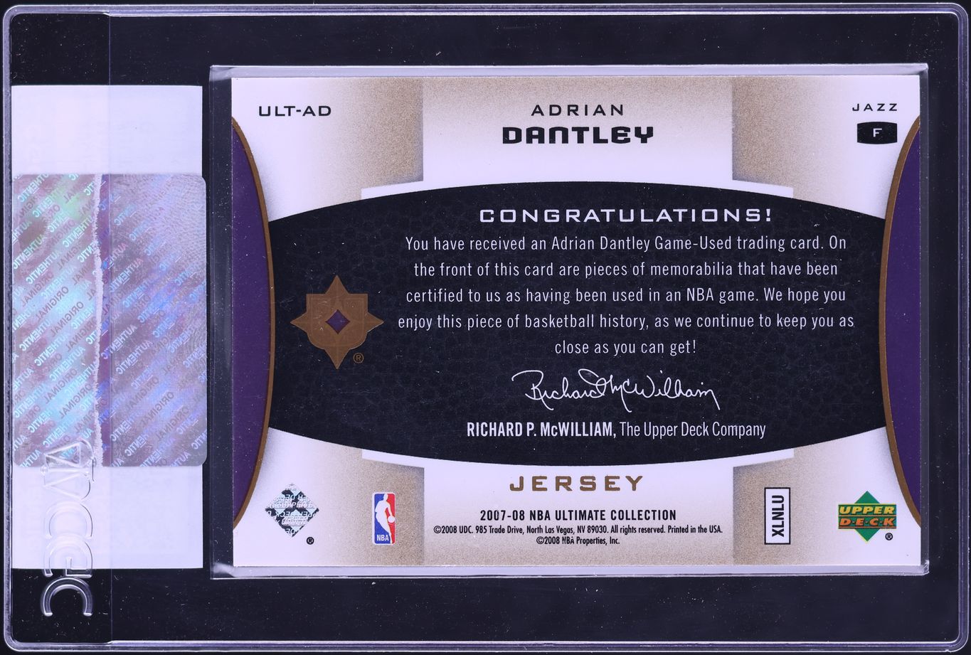 2007 Ultimate Collection Gold Adrian Dantley PATCH /50 #ULT-AD CGC AUTH