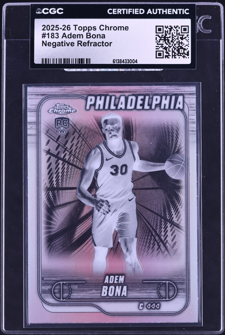 2025 Topps Chrome Negative Refractor Adem Bona ROOKIE #183 CGC AUTH