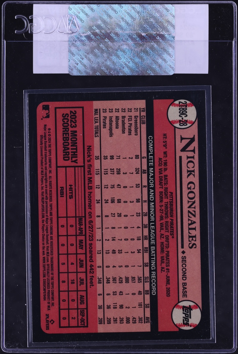 2024 Topps Chrome '89 Silver Pack Nick Gonzales ROOKIE #2T89C-28 CGC AUTH