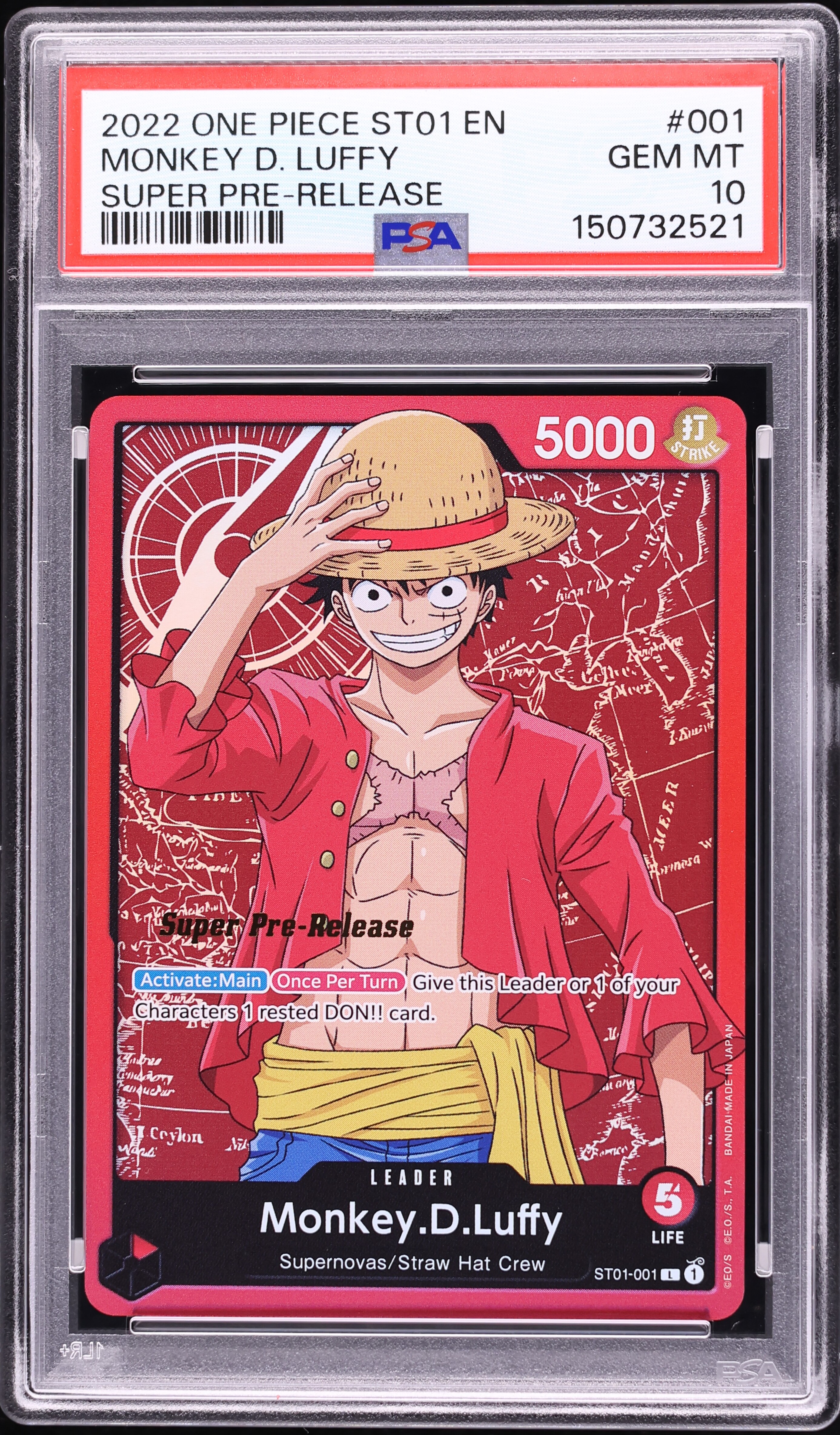 one piece card game super pre release 2022 One Piece Promo Super Pre-Release Participation Monkey D. Luffy # –  Monmouth Sports Cards main image 0