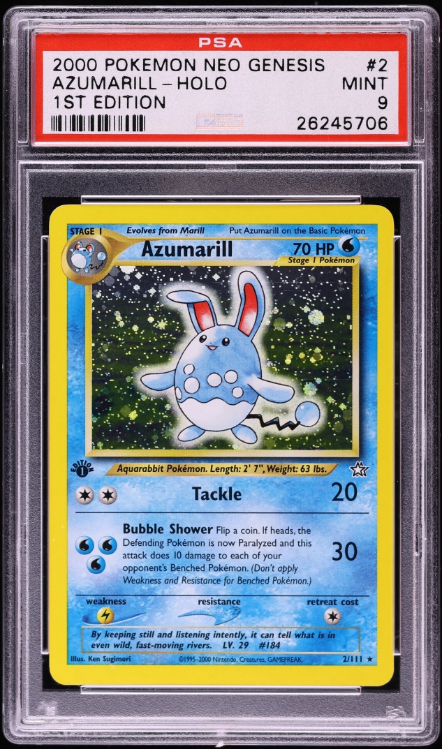 2000 Pokemon Neo Genesis 1st Edition Holo Azumarill #2 PSA 9 MINT